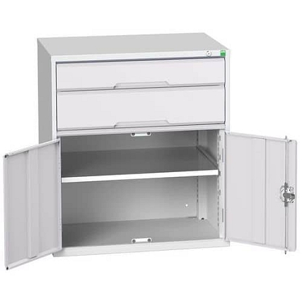 Dílenská zásuvková skříň Bott Verso, 90 x 80 x 55 cm, 2 zásuvky, 1 skříňka, šedá-šedá