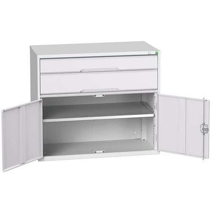 Dílenská zásuvková skříň Bott Verso, 90 x 105 x 55 cm, 2 zásuvky, 1 skříňka, šedá-šedá