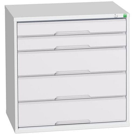 Dílenská zásuvková skříň Bott Verso, 80 x 80 x 55 cm, 5 zásuvek, šedá-šedá