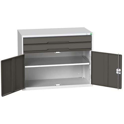 Dílenská zásuvková skříň Bott Verso, 80 x 105 x 55 cm, 2 zásuvky, 1 skříňka, šedá-antracit