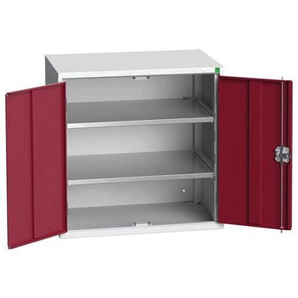 Dílenská skříň policová Bott Verso, 80 x 80 x 55 cm, 2 police, šedá-červená
