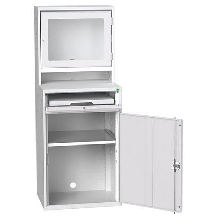 Počítačová pracovní skříň Bott, 165 x 52,5 x 55 cm, šedá-šedá