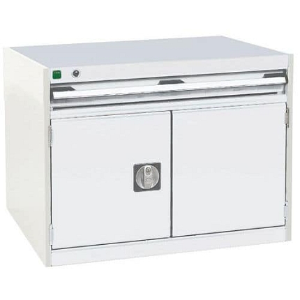 Dílenská zásuvková skříň Bott Cubio, 60 x 80 x 75 cm, 1 zásuvka, 1 skříňka, šedá-šedá