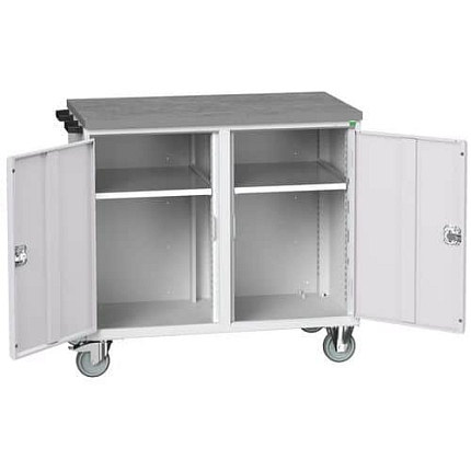 Údržový zásuvkový vozík Bott Verso, 98 x 105 x 60 cm, 2 skříňky, linoleum, šedá-šedá