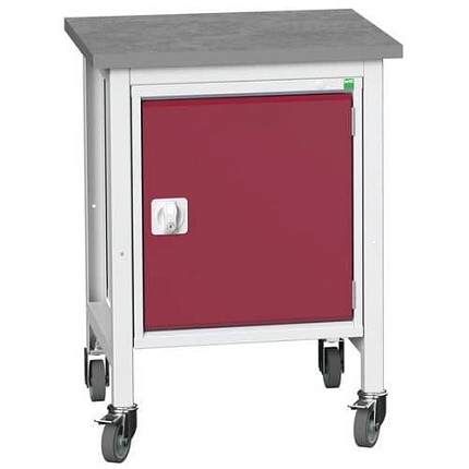 Mobilní dílenský stůl Bott Verso Storage, 93 x 70 x 60 cm, 1 skříňka, linoleum, šedá-červená
