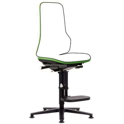 Rám pracovní antistatické  ESD židle Neon Bimos 9571E, synchronní mechanismus, kluzáky s podnožkou, zelená