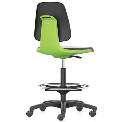 Pracovní židle Bimos Labsit 9125 s funkcí Flex 3D, látka, s podnožkou, plastový kříž, zelení/antracit