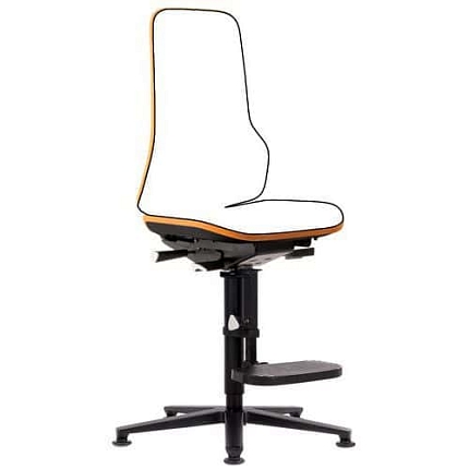 Rám dílenské židle Neon Bimos 9571 s permanentním kontaktem, s podnožkou, kluzáky, modrá/oranžová