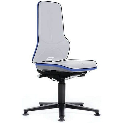 ESD rám dílenské židle Bimos 9570E  s opěradlem pro Bimos Neon, synchronní mechanismus, kluzáky, šedá