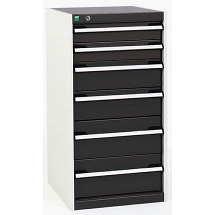 Dílenská zásuvková skříň Bott Cubio, 100 x 52,5 x 65 cm, 6 zásuvek, šedá-antracit