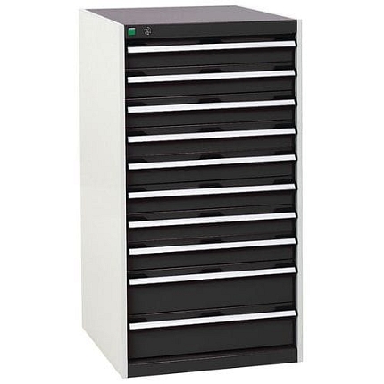 Dílenská zásuvková skříň Bott Cubio, 120 x 65 x 52,5 cm, 10 zásuvek, šedá-antracit