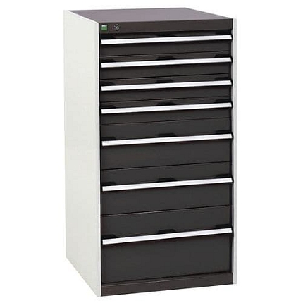 Dílenská zásuvková skříň Bott Cubio, 120 x 65 x 52,5 cm, 7 zásuvek, šedá-antracit