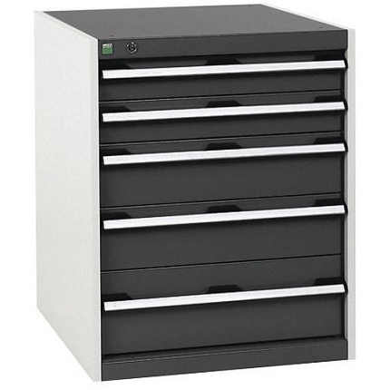 Dílenská zásuvková skříň Bott Cubio, 80 x 65 x 52,5 cm, 5 zásuvek, šedá-antracit