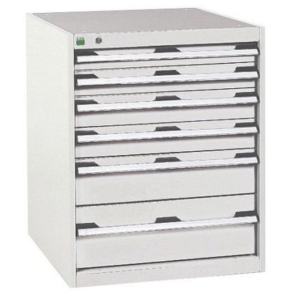 Dílenská zásuvková skříň Bott Cubio, 80 x 65 x 52,5 cm, 6 zásuvek, šedá-šedá