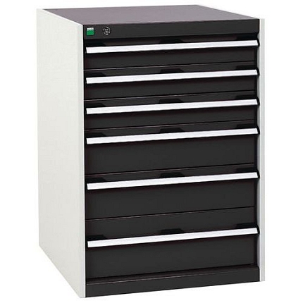 Dílenská zásuvková skříň Bott Cubio, 90 x 65 x 52,5 cm, 6 zásuvek, šedá-antracit