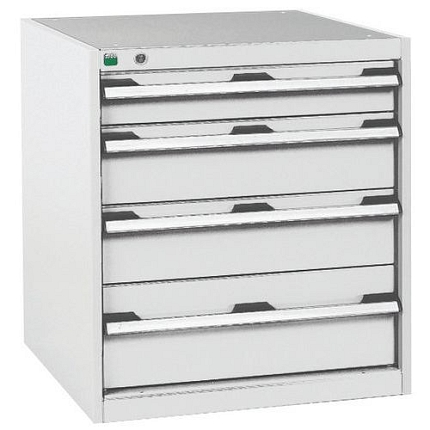 Dílenská zásuvková skříň Bott Cubio, 70 x 65 x 65 cm, 4 zásuvky, šedá-šedá