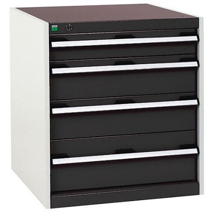 Dílenská zásuvková skříň Bott Cubio, 70 x 65 x 65 cm, 4 zásuvky, šedá-antracit