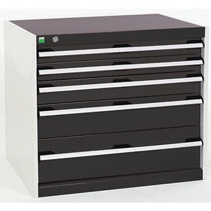 Dílenská zásuvková skříň Bott Cubio, 70 x 80 x 52,5 cm, 5 zásuvek, šedá-antracit