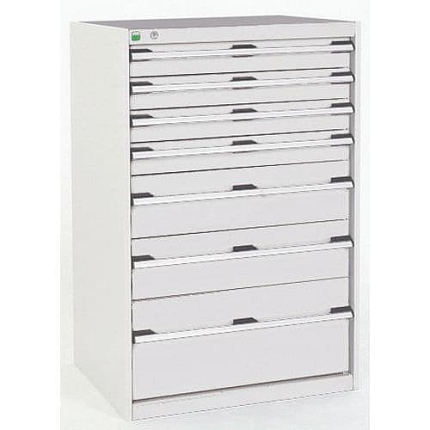 Dílenská zásuvková skříň Bott Cubio, 120 x 80 x 75 cm, 7 zásuvek, šedá-šedá