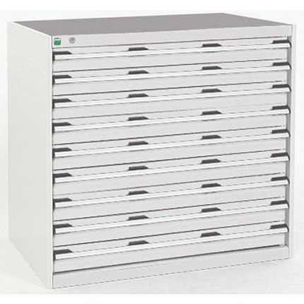 Dílenská zásuvková skříň Bott Cubio, 100 x 105 x 65 cm, 9 zásuvek, šedá-šedá