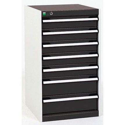 Dílenská zásuvková skříň Bott Cubio, 90 x 52,5 x 65 cm, 7 zásuvek, šedá-antracit