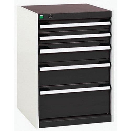 Dílenská zásuvková skříň Bott Cubio, 60 x 52,5 x 65 cm, 5 zásuvek, šedá-antracit