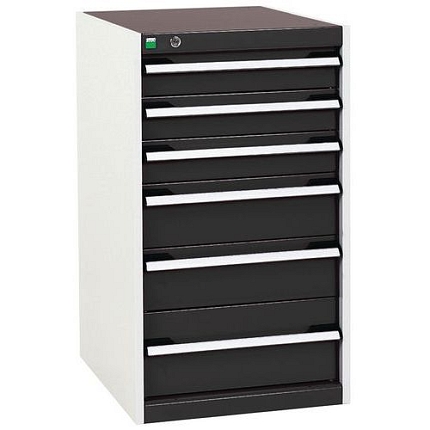 Dílenská zásuvková skříň Bott Cubio, 90 x 52,5 x 65 cm, 6 zásuvek, šedá-antracit