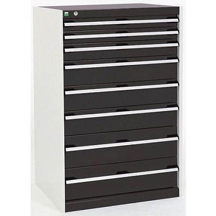 Dílenská zásuvková skříň Bott Cubio, 120 x 80 x 52,5 cm, 8 zásuvek, šedá-antracit