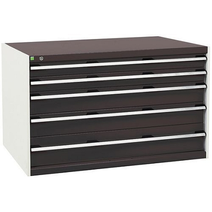 Dílenská zásuvková skříň Bott Cubio, 80 x 130 x 75 cm, 5 zásuvek, šedá-antracit