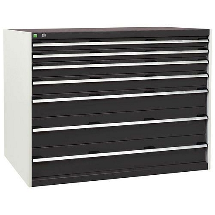 Dílenská zásuvková skříň Bott Cubio, 100 x 130 x 75 cm, 7 zásuvek, šedá-antracit