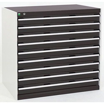 Dílenská zásuvková skříň Bott Cubio, 100 x 105 x 65 cm, 9 zásuvek, šedá-antracit