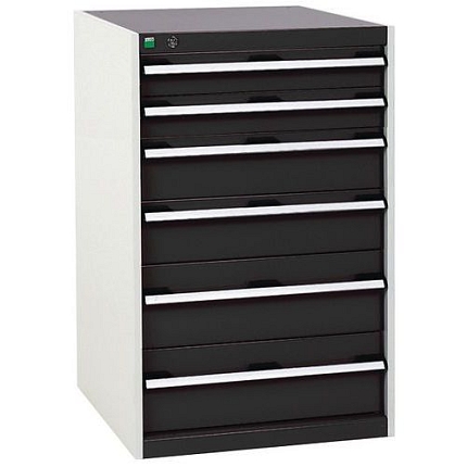 Dílenská zásuvková skříň Bott Cubio, 100 x 65 x 65 cm, 6 zásuvek, šedá-antracit