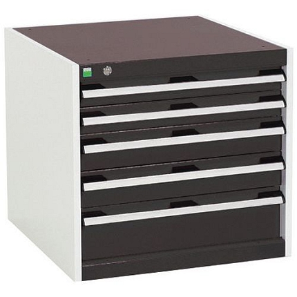 Dílenská zásuvková skříň Bott Cubio, 60 x 65 x 65 cm, 5 zásuvek, šedá-antracit