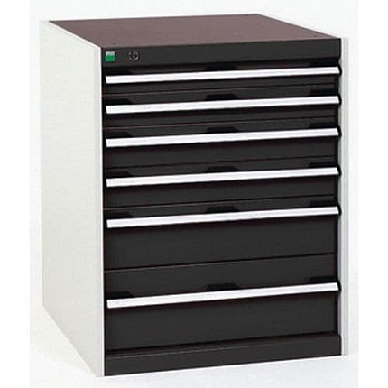 Dílenská zásuvková skříň Bott Cubio, 80 x 65 x 75 cm, 6 zásuvek, šedá-antracit