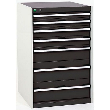 Dílenská zásuvková skříň Bott Cubio, 100 x 65 x 65 cm, 7 zásuvek, šedá-antracit