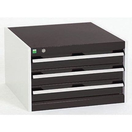 Dílenská zásuvková skříň Bott Cubio, 40 x 65 x 75 cm, 3 zásuvky, šedá-antracit