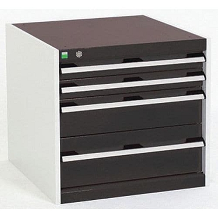 Dílenská zásuvková skříň Bott Cubio, 60 x 65 x 75 cm, 4 zásuvky, šedá-antracit