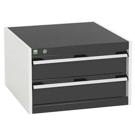 Dílenská zásuvková skříň Bott Cubio, 40 x 65 x 75 cm, 2 zásuvky, šedá-antracit