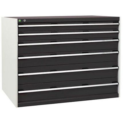 Dílenská zásuvková skříň Bott Cubio, 100 x 130 x 75 cm, 6 zásuvek, šedá-antracit