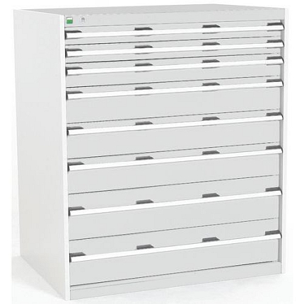 Dílenská zásuvková skříň Bott Cubio, 120 x 105 x 75 cm, 8 zásuvek, šedá-šedá