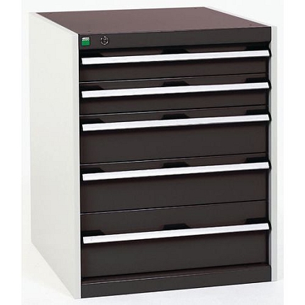 Dílenská zásuvková skříň Bott Cubio, 80 x 65 x 65 cm, 5 zásuvek, šedá-antracit