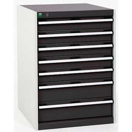 Dílenská zásuvková skříň Bott Cubio, 90 x 65 x 65 cm, 7 zásuvek, šedá-antracit