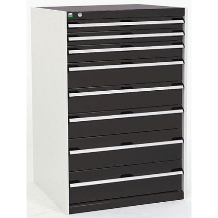 Dílenská zásuvková skříň Bott Cubio, 120 x 80 x 75 cm, 8 zásuvek, šedá-antracit