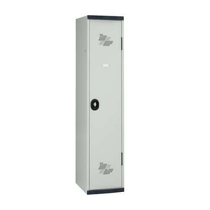 Montovaná šatní skříň s mezistěnou Acial, 1 oddíl, 300 mm, otočný uzávěr, šedá/šedá