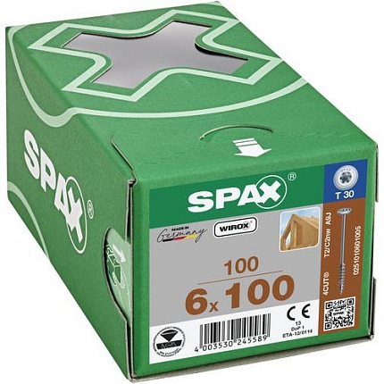 Vruty do dřeva s plochou hlavou Spax TX o 6 mm, 100 mm