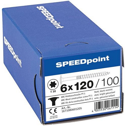 Vruty do dřeva s plochou hlavou Speedpoint TX o 6 mm, 120 mm