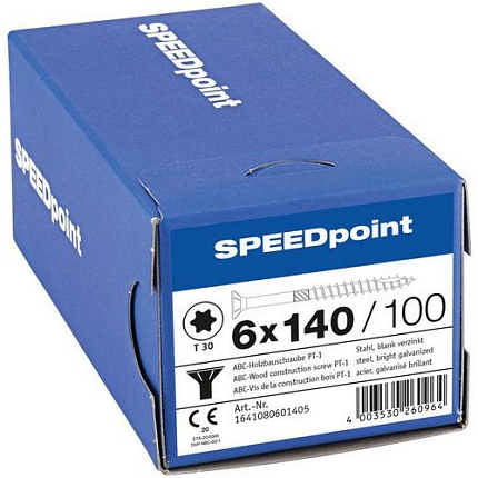 Konstrukční vruty do dřeva se zapuštěnou hlavou Speedpoint TX, o 6 mm, 140 mm