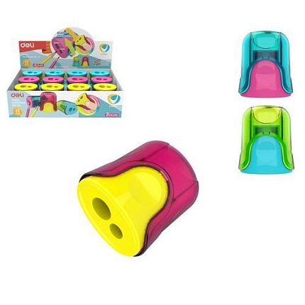 Ořezávátko se zásobníkem DELI U-TOUCH dvouděrov??, mix, 12ks