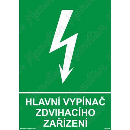 Tabulky bezpečí - Hlavní vypínač zdvihacího zařízení