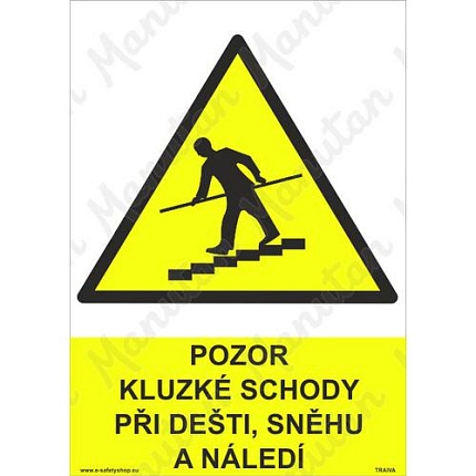 Výstražné tabulky - Pozor kluzké schody při dešti, sněhu a náledí